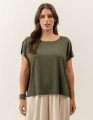 Blusa Recorte Manga Verde Militar 