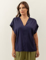 Blusa Franzida Ombro Azul Marinho