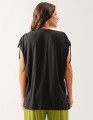 Blusa Decote V Detalhe Ombro Canaleta Preta