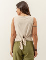 Blusa Cropped Linho Bege Aveia