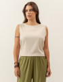 Blusa Cropped Linho Bege Aveia