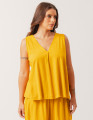 Blusa Linho Decote V Amarelo Âmbar