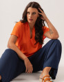 Blusa Gola Linho Laranja Cítrico