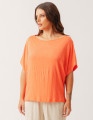 Blusa Quadrada Linho Laranja Coral