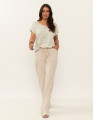 Calça Reta Linho Bege Aveia