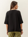 Blusa Canoa Linho Preta