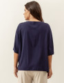 Blusa Canoa Linho Azul Marinho