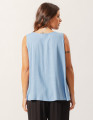 Blusa Linho Decote V Azul Mágico