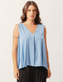 Blusa Linho Decote V Azul Mágico