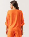 Blusa Linho Manga Botão Laranja Cítrico
