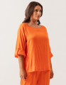 Blusa Linho Manga Botão Laranja Cítrico