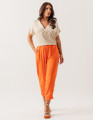 Calça Linho Recorte Pespontado Laranja Cítrico