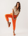 Calça Linho Recorte Pespontado Laranja Cítrico