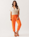Calça Linho Recorte Pespontado Laranja Cítrico