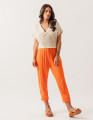 Calça Linho Recorte Pespontado Laranja Cítrico