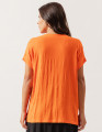 Blusa Linho Pala Decote Laranja Cítrico