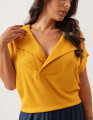 Blusa Linho Pala Decote Amarelo Nascente