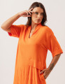 Vestido Linho Detalhe Bolso Laranja Cítrico