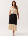 Saia Midi Bicolor Preto
