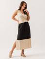 Saia Midi Bicolor Preto