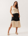 Saia Midi Bicolor Preto