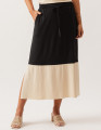 Saia Midi Bicolor Preto