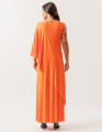 Vestido Longo Um Ombro Só Laranja Cítrico