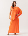 Vestido Longo Um Ombro Só Laranja Cítrico