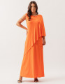 Vestido Longo Um Ombro Só Laranja Cítrico