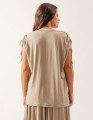 Blusa Decote V Detalhe Ombro Bege Ceramica