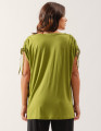 Blusa Decote V Detalhe Ombro Canaleta Verde Natureza