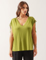 Blusa Decote V Detalhe Ombro Canaleta Verde Natureza