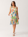 Vestido Curto Alça Elástico Estampa Abstrato