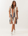 Vestido Manga Curta Estampa Ondas
