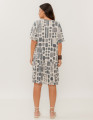 Vestido Manga Curta Estampa Etnica Calcario