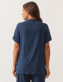 Blusa Prega Linho Azul Marinho