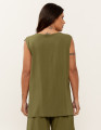 Blusa Linho Decote Amarrado Verde Selva